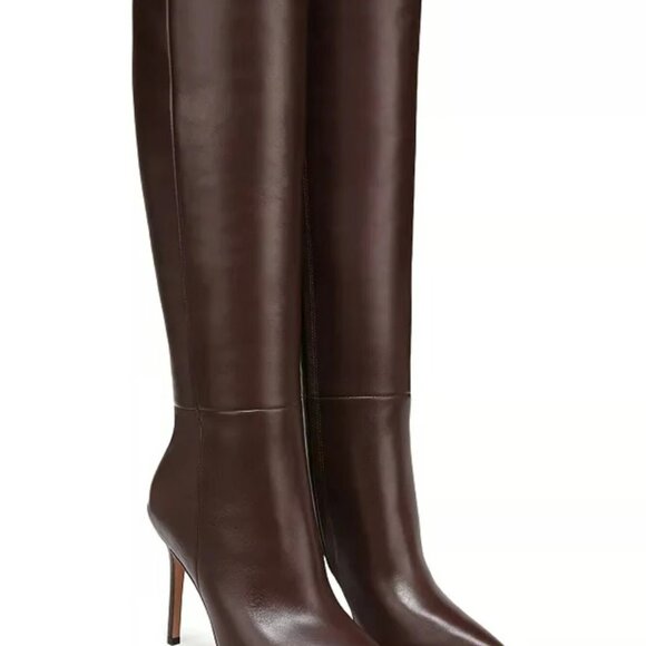 Veronica Beard Women's Lisa Leather High-Heel Boots Espresso Size 8.5 - Picture 1 of 11